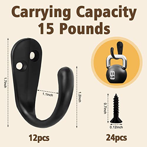FANCY NOVA 12pcs Wall Mounted Hooks, Metal Coat Hanger Hooks for W...