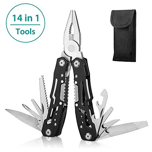 14-In-1 Multitool with Safety Locking, Professional Stainless Stee...