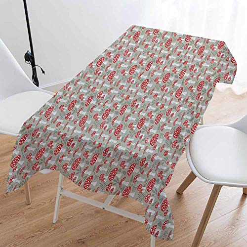 FANOEWI Outdoor Rectangle Table Cloth Doodle Poisonous Amanita Mus...