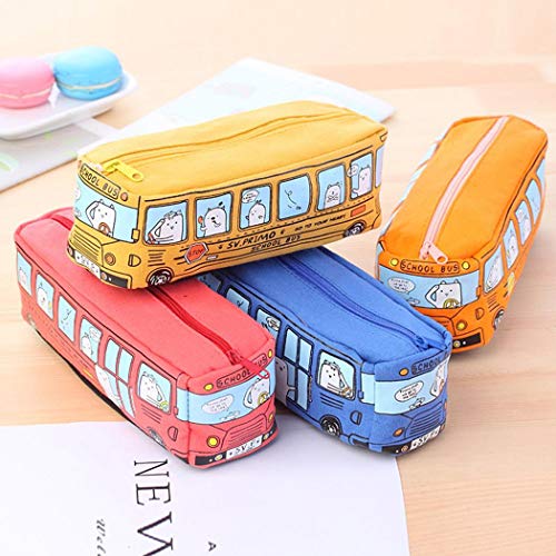Fantastick Creative Pen Boxes Animal Bus Print Canvas Pencil Bag S...