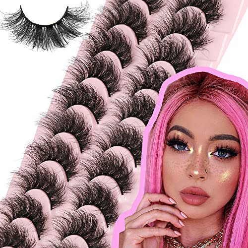 Mink Lashes False Eyelashes Dramatic Fluffy Mink Lashes Wispy 19MM...