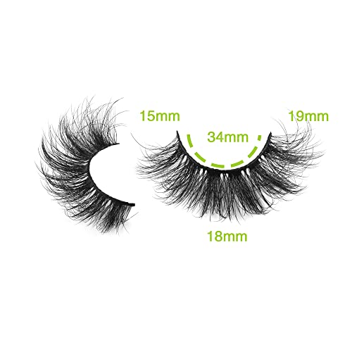 Mink Lashes False Eyelashes Dramatic Fluffy Mink Lashes Wispy 19MM...