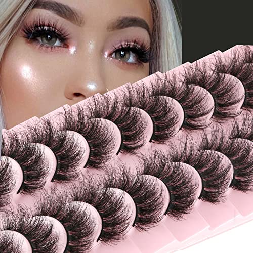 Mink Lashes False Eyelashes Dramatic Fluffy Mink Lashes Wispy 19MM...