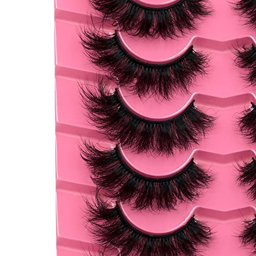 Mink Lashes Fluffy 8D False Eyelashes Wispy Eye Lashes Cat-Eye Lon...
