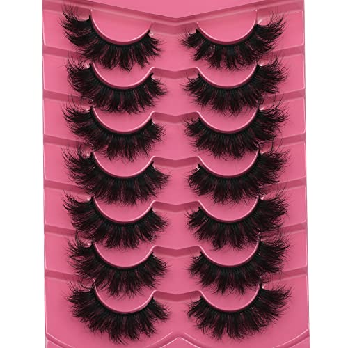 Mink Lashes Fluffy 8D False Eyelashes Wispy Eye Lashes Cat-Eye Lon...