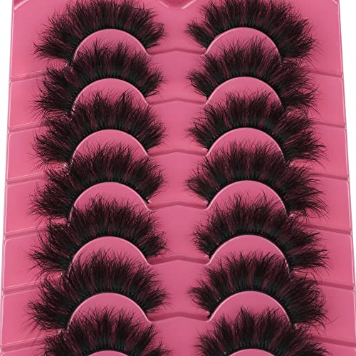Mink Lashes Fluffy 8D False Eyelashes Wispy Eye Lashes Cat-Eye Lon...