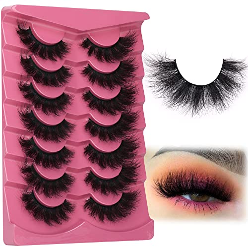 Mink Lashes Fluffy 8D False Eyelashes Wispy Eye Lashes Cat-Eye Lon...