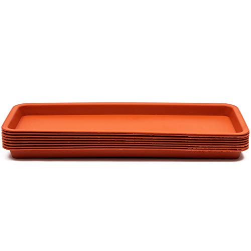 Terra Cotta Plant Trays 16.5 x 6.5 In, Rectangle, 8 Pack