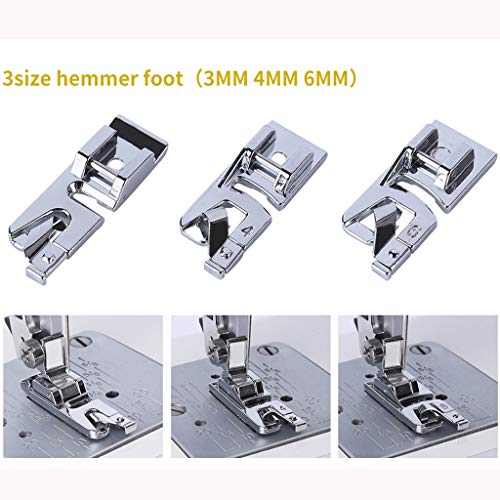 9PC Rolled Hem Pressure Foot Sewing Machine for Singer Brother Low...