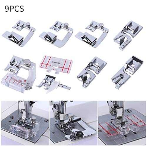 9PC Rolled Hem Pressure Foot Sewing Machine for Singer Brother Low...