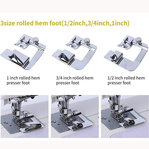 9PC Rolled Hem Pressure Foot Sewing Machine for Singer Brother Low...