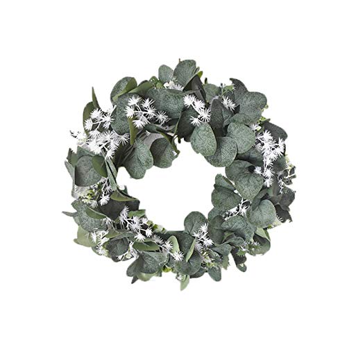Fasclot Wall Sticker White Simulation Garland Round Leaf Decoratio...