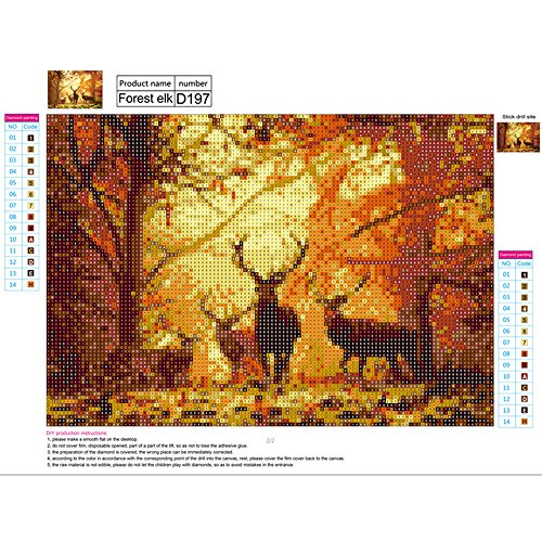 Home Decor, 5D Deer Embroidery Paintings Rhinestone Pasted DIY Dia...