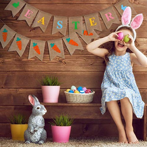 Home Decor, Banners Colorful Bunny White Bunny Rabbit Carrot Patte...