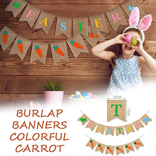 Home Decor, Banners Colorful Bunny White Bunny Rabbit Carrot Patte...