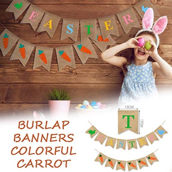 Home Decor, Banners Colorful Bunny White Bunny Rabbit Carrot Patte...