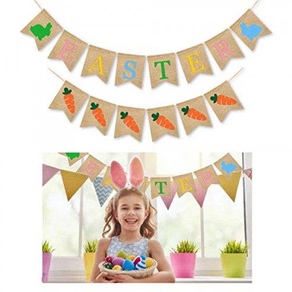 Home Decor, Banners Colorful Bunny White Bunny Rabbit Carrot Patte...