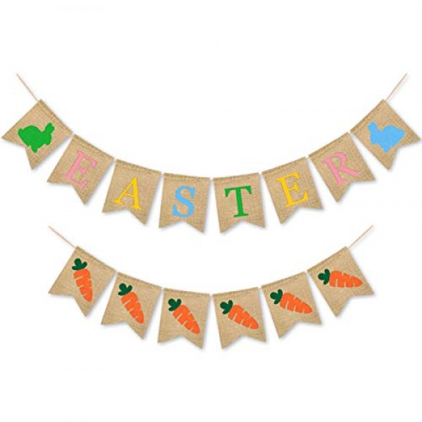 Home Decor, Banners Colorful Bunny White Bunny Rabbit Carrot Patte...