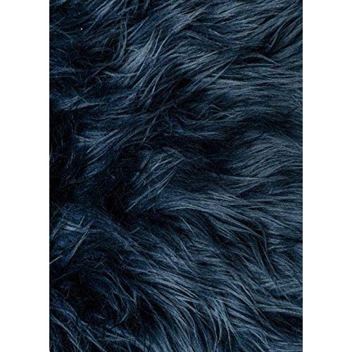 Navy Blue Mongolian Long Pile Faux Fur Apparel Crafting Fabric - B...