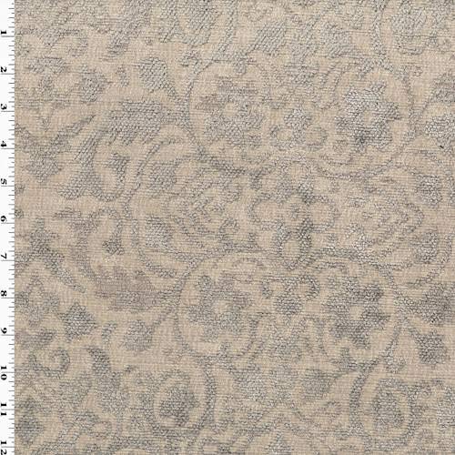 Beige/Gray Chenille Baroque Jacquard Home Decorating Fabric, Fabri...