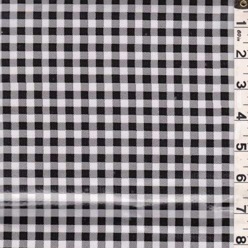 Gingham Check Oilcloth, Fabric by The Yard Black