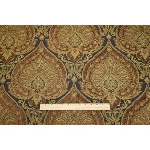 Golden Beige/Brown Paisley Baroque Matelasse Deco Fabric, Fabric b...