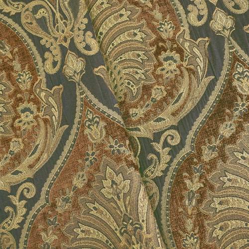 Golden Beige/Brown Paisley Baroque Matelasse Deco Fabric, Fabric b...