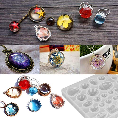 Fashionclubs 5 Styles Pendant Trays with 1pcs Silicone Resin Jewel...