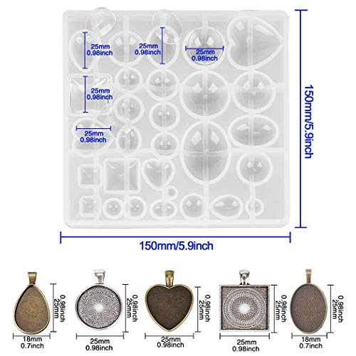 Fashionclubs 5 Styles Pendant Trays with 1pcs Silicone Resin Jewel...