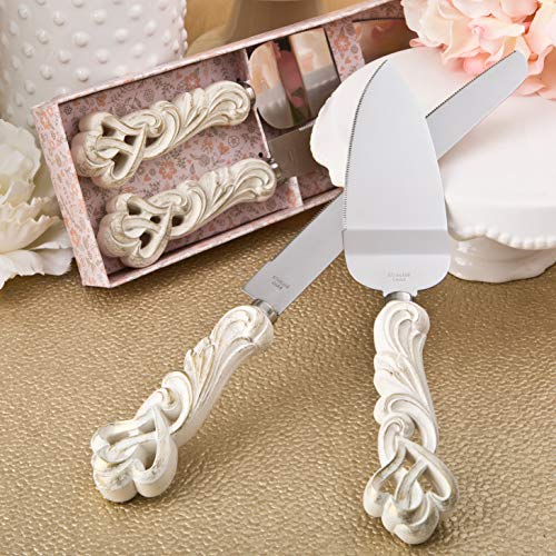 FASHIONCRAFT 2468 Vintage Double Heart Design Knife and Cake Serve...