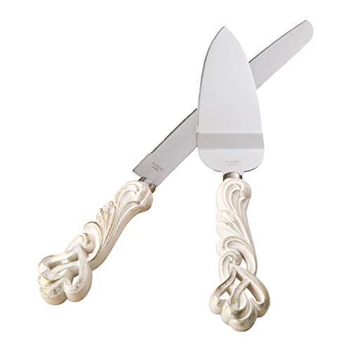FASHIONCRAFT 2468 Vintage Double Heart Design Knife and Cake Serve...