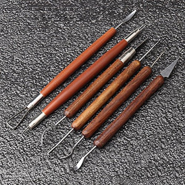 Fashion Road 6Pcs Clay Sculpting Tools, Wooden Handle Double-Sided...