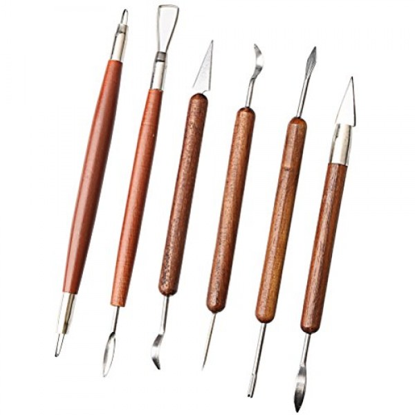 Fashion Road 6Pcs Clay Sculpting Tools, Wooden Handle Double-Sided...