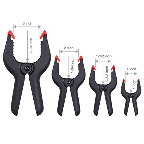 FASTPRO 20-PACK 4-Size Nylon Plastic Spring Clamps with String Bag...