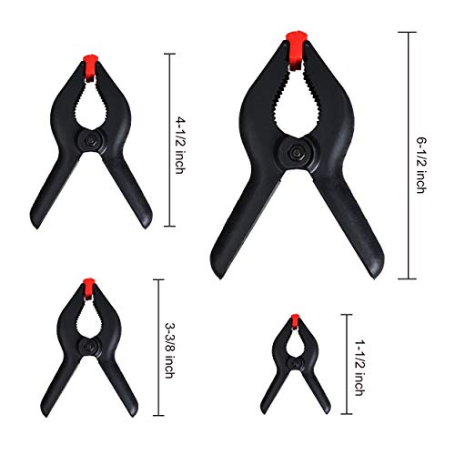 FASTPRO 20-PACK 4-Size Nylon Plastic Spring Clamps with String Bag...