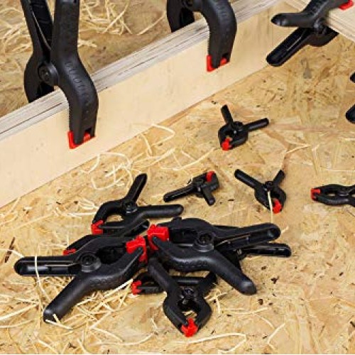 FASTPRO 20-PACK 4-Size Nylon Plastic Spring Clamps with String Bag...