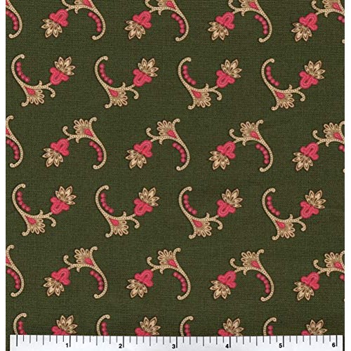 Baltimore House Green Pink Beige Fat Quarter 18 x 21 45.72cm x ...