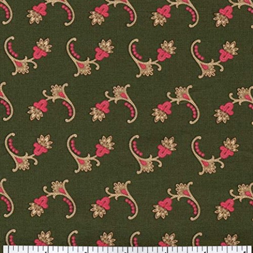 Baltimore House Green Pink Beige Fat Quarter 18 x 21 45.72cm x ...