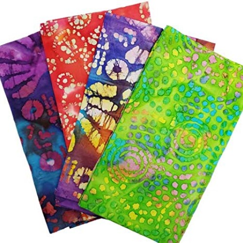 Batik Fat Quarter ~ Set of 4 100% Cotton ~ Batik Print ~ Quilt Fab...