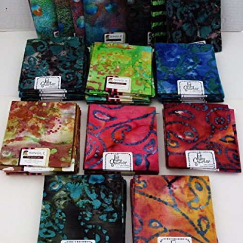 Batik Fat Quarter ~ Set of 4 100% Cotton ~ Batik Print ~ Quilt Fab...