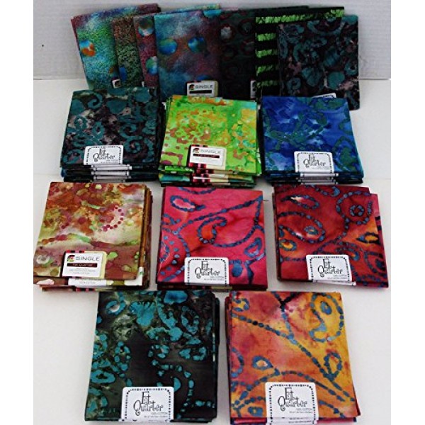 Batik Fat Quarter ~ Set of 4 100% Cotton ~ Batik Print ~ Quilt Fab...