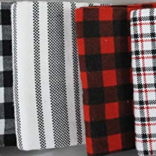 5 Fat Quarters - Plaid, Stripe, Buffalo Plaid Flannel - 100% Cotto...
