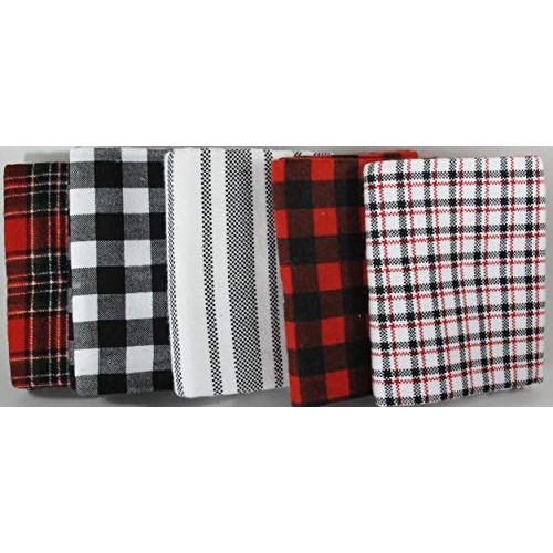 5 Fat Quarters - Plaid, Stripe, Buffalo Plaid Flannel - 100% Cotto...