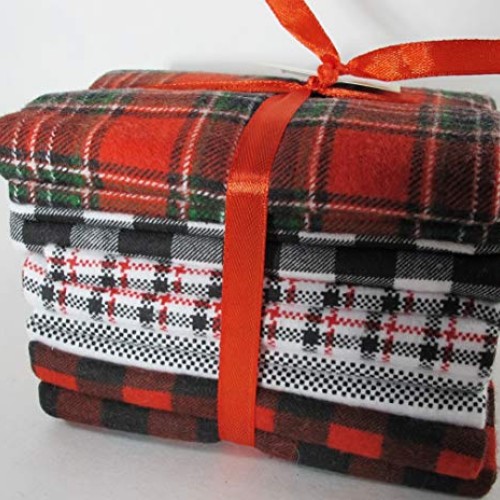 5 Fat Quarters - Plaid, Stripe, Buffalo Plaid Flannel - 100% Cotto...