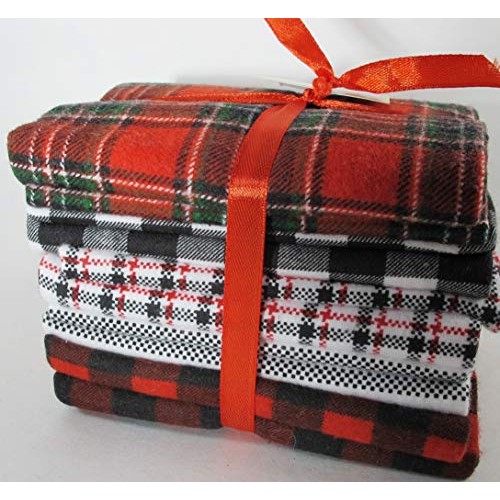 5 Fat Quarters - Plaid, Stripe, Buffalo Plaid Flannel - 100% Cotto...
