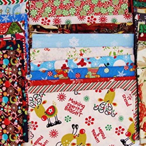 20 Christmas Winter Theme FAT QUARTERS Mix 100% Cotton ~ Quilt Fab...