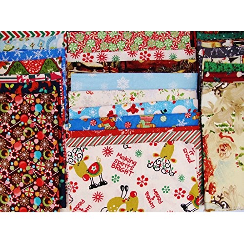 20 Christmas Winter Theme FAT QUARTERS Mix 100% Cotton ~ Quilt Fab...