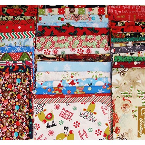20 Christmas Winter Theme FAT QUARTERS Mix 100% Cotton ~ Quilt Fab...