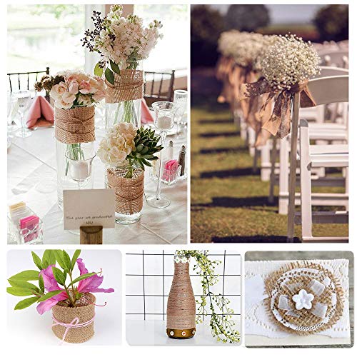 Faxco 4 Rolls 1 inches Natural Burlap Ribbons, Burlap Fabric Roll,...