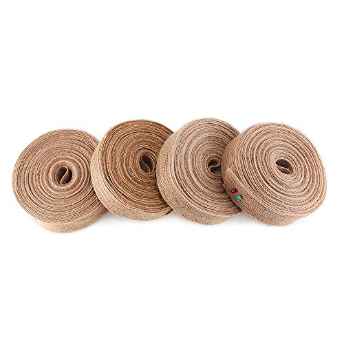 Faxco 4 Rolls 1 inches Natural Burlap Ribbons, Burlap Fabric Roll,...